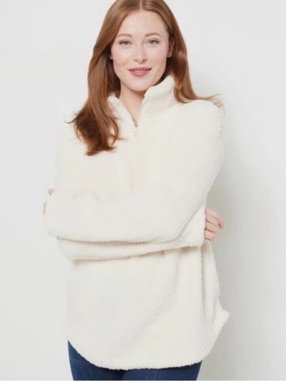 Koolaburra by UGG Cream Brushed Sherpa Pullover Comfy Casual Weekend Warm Cozy